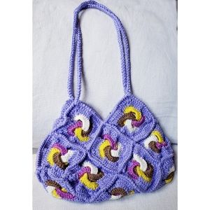 Crochet bag periwinkle multi colored hand made